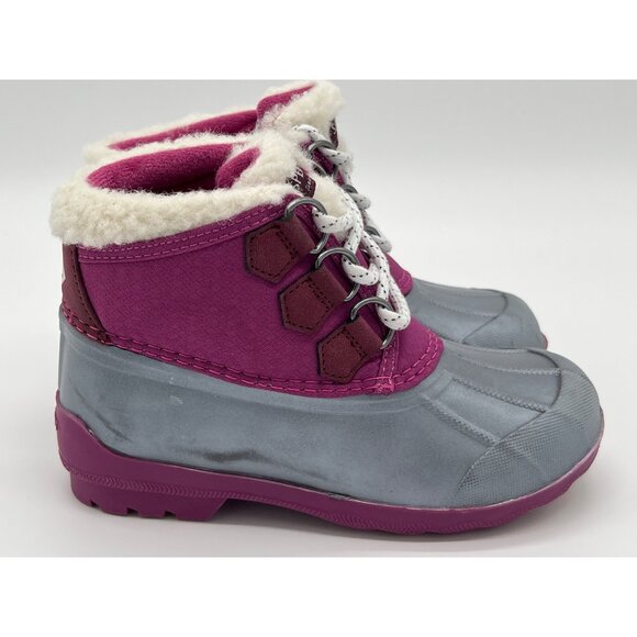 Sperry Kids Size 13 Duck Boots Gray & Pink Faux Fur Lined Waterproof Winter - Picture 5 of 9